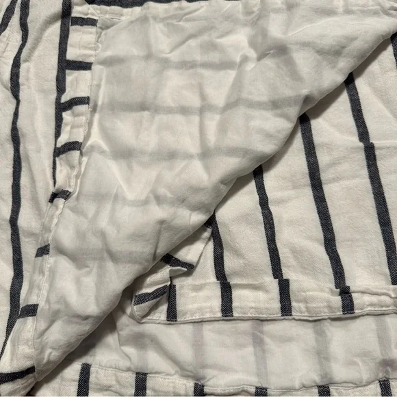 Abercrombie XL Linen Cotton Short Mini Wrap Skirt White Navy Vertical Stripes - Picture 3 of 8